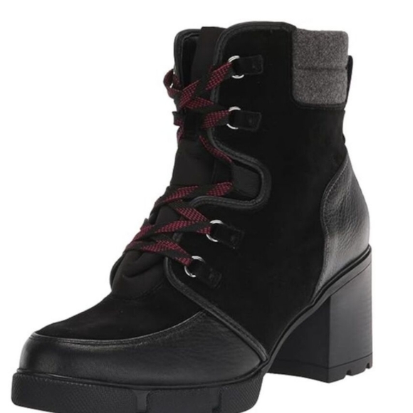 NATURALIZER Womens Blsck Myla Round Toe Stacked Heel Leather Booties 7.5 M - Picture 1 of 11